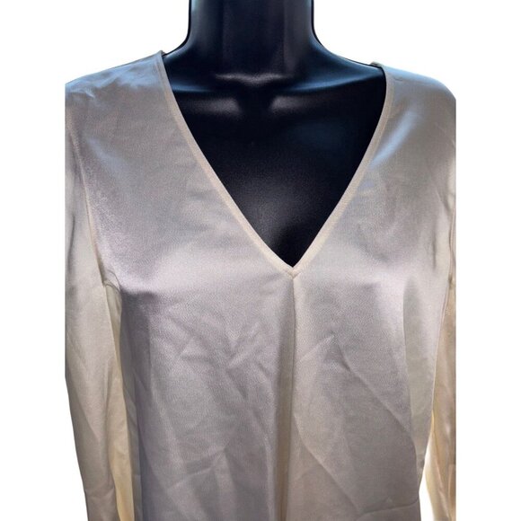 Elizabeth & James Womens Adelina Ivory Long Sleeve Silk V-neck Blouse, Size XS - Picture 3 of 6